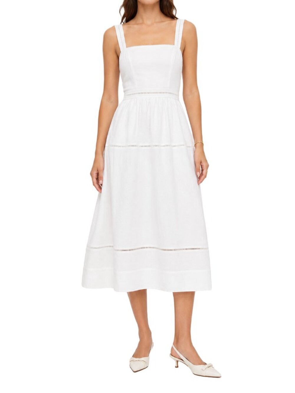 NWT Reformation Everett Linen Midi Dress White LWD Bridal Minimalist 8